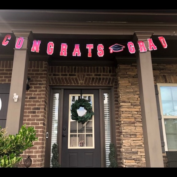 ⚜️White & Silver Congrats 🎊Grad 🎓Letter Banner - Picture 3 of 8